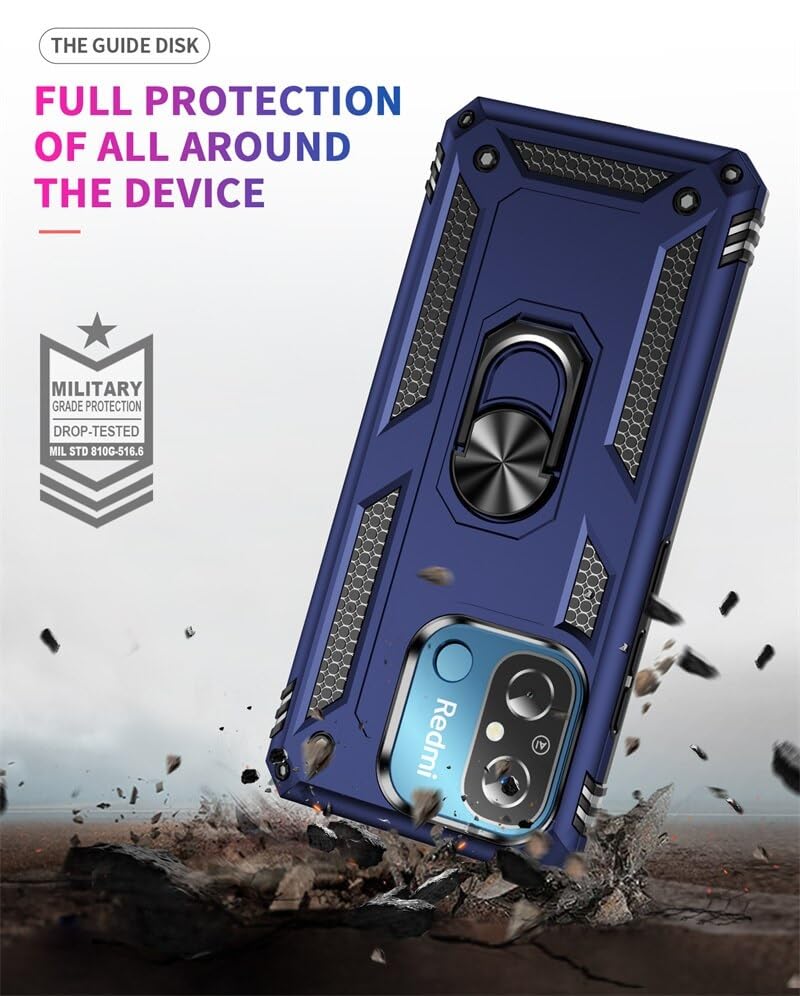 REALCASE Redmi 12C/ Poco C55 Back Cover Case | Hybrid PC Military Grade Shock Proof Armor Defender Ring Back Cover Case for Redmi 12C/ Poco C55 (Blue) - Image 5