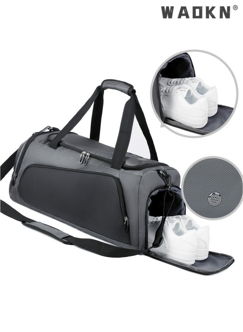 WAOKN Men's Large-capacity Travel Bag Shoulder Bag Dry and Wet Separation Fitness Bag Independent Shoe Compartment Water-repellent Sports Bag,Fashion Sports Fitness Gym Yoga Luggage Crossbody Handbag - Image 4