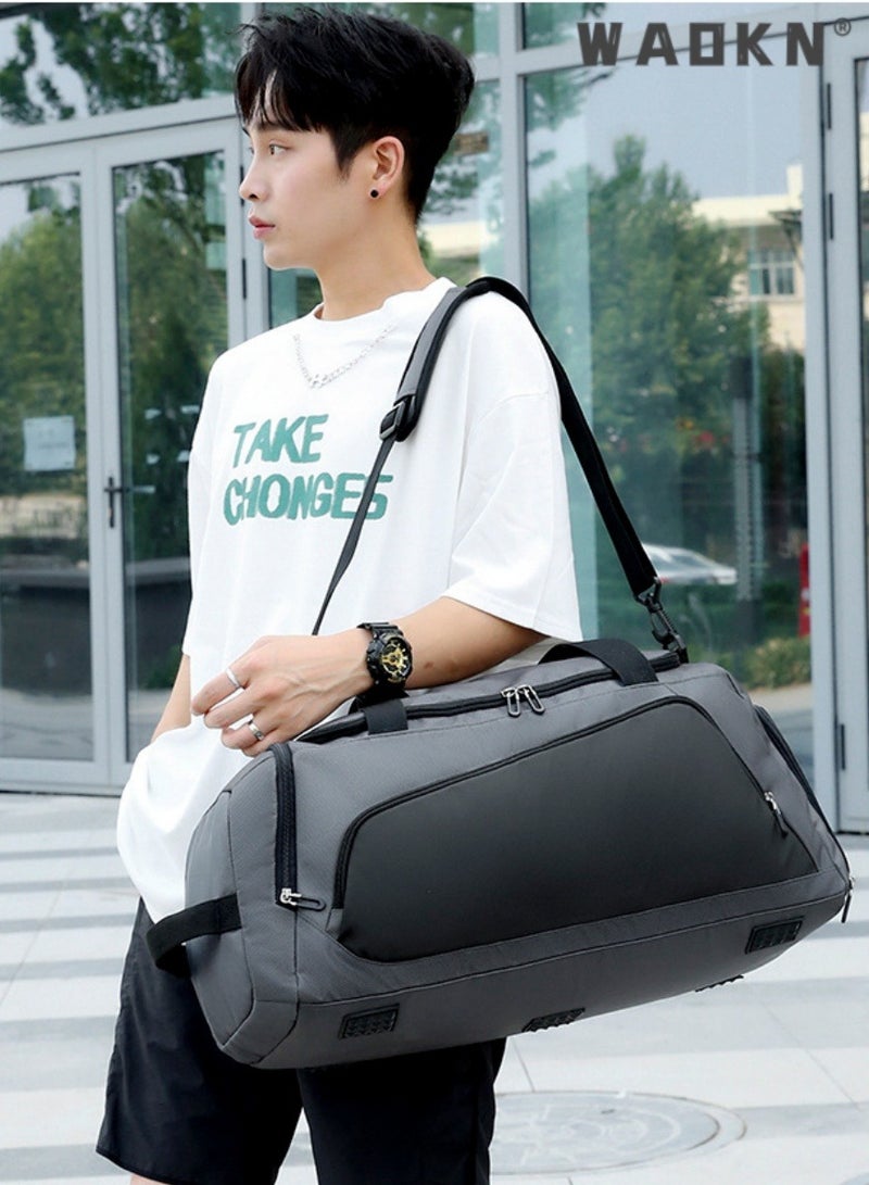 WAOKN Men's Large-capacity Travel Bag Shoulder Bag Dry and Wet Separation Fitness Bag Independent Shoe Compartment Water-repellent Sports Bag,Fashion Sports Fitness Gym Yoga Luggage Crossbody Handbag - Image 2