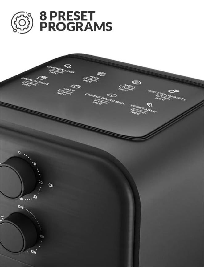 Air Fryer 3.8 Liters with Timer Temperature Adjustable Control and 8 Preset Programs, 1600W, Black  - Image 4