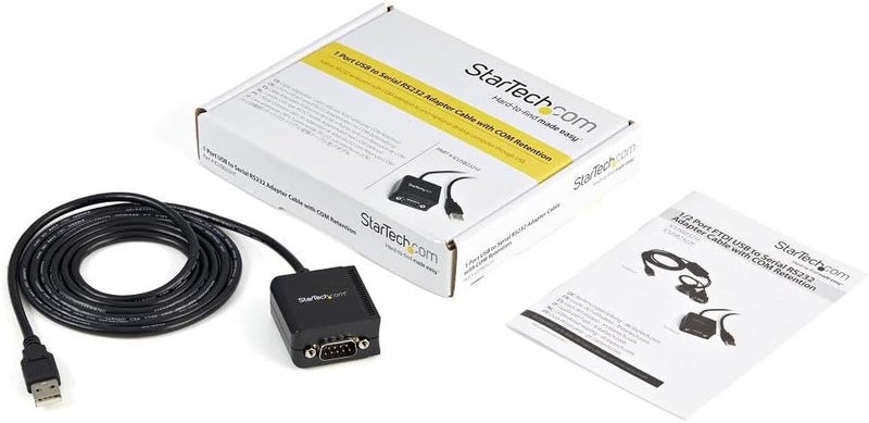 StarTech.com USB to Serial Adapter - 1 Port - FTDI UART Chip - DB9 (9-Pin) - RS232 Adapter - Black - Image 3