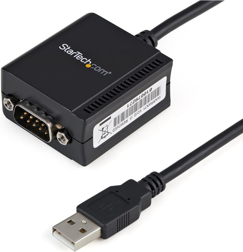 StarTech.com USB to Serial Adapter - 1 Port - FTDI UART Chip - DB9 (9-Pin) - RS232 Adapter - Black - Image 1