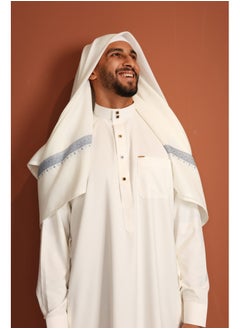 Yigo by Mariam Qamis Bah – Men’s Long Qamis in Pure White | Premium Italian Fabric with Chest Pocket | Tailored Fit | Mens Thobes  - Image 2