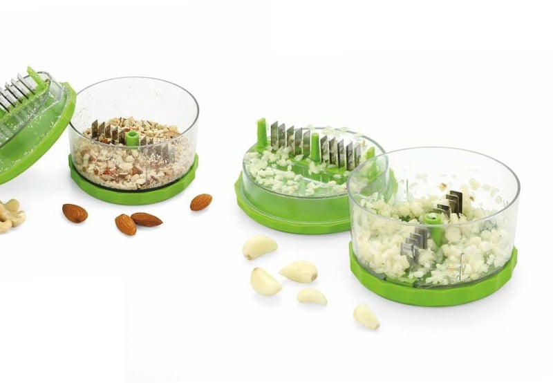 Fancy Garlic Presses Peeler Chopper Dicer for Nuts Ginger Kitchen Tool Multicolor Pack of 2 - Image 2