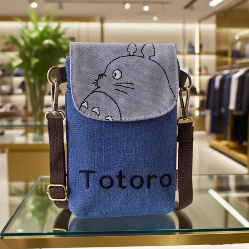 Canvas Crossbody Women'S Bag Distinctive Creative Cartoon Hand Carrying Crossbody Dual-Purpose Fabric Large Screen Mobile Phone Bag - Image 2
