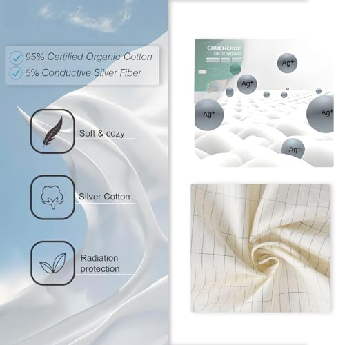 GRUENERDE Grounding Pillowcase with 15ft Grounding Cord Grounding at Home Conductive Grounding Pillow Cases for Better Sleep (Beige, 20x36in) - Image 5