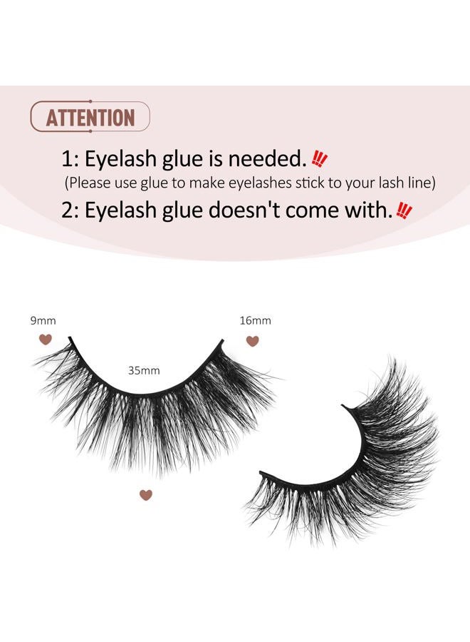Onlyall False Artificial Eyelashes Mink Fake Lashes 3D Volume Eyelashes Fluffy False Eyelashes Cat Eye Soft Dramatic Fluffy 16 mm 7 Pairs A04 - Image 2
