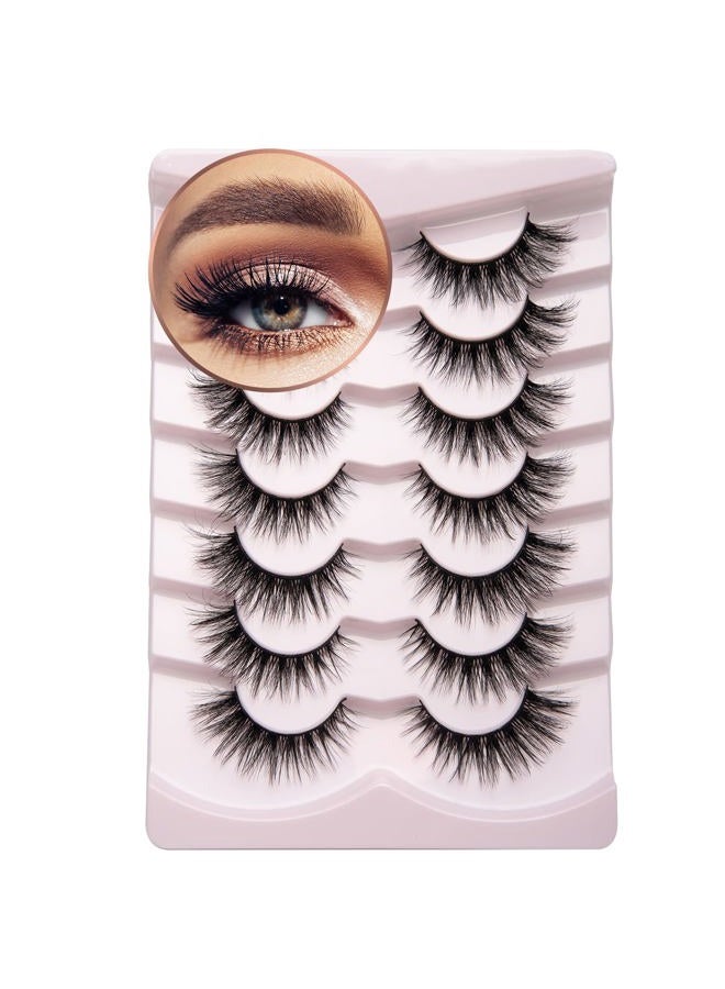 Onlyall False Artificial Eyelashes Mink Fake Lashes 3D Volume Eyelashes Fluffy False Eyelashes Cat Eye Soft Dramatic Fluffy 16 mm 7 Pairs A04 - Image 1