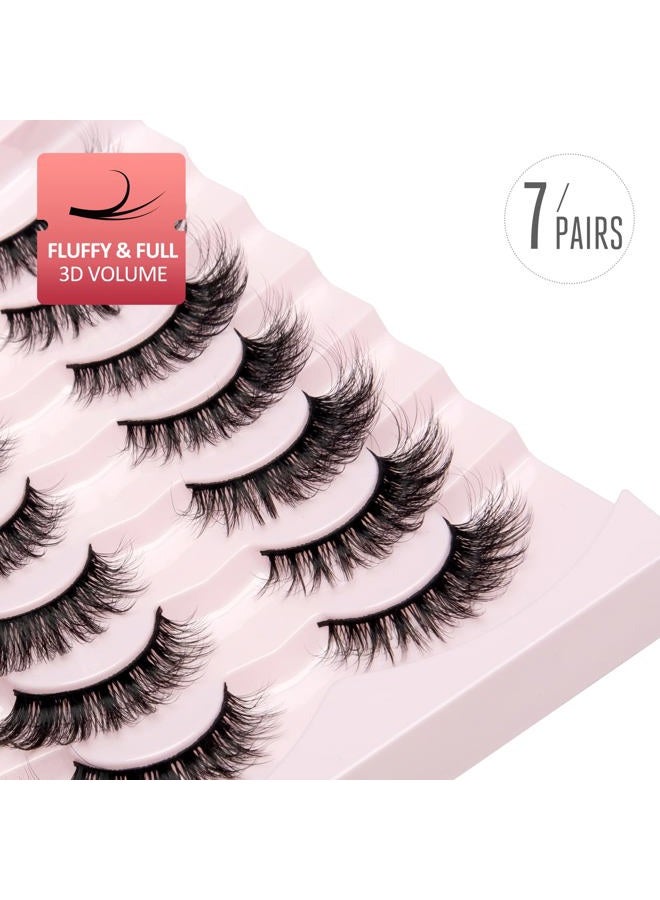Onlyall False Artificial Eyelashes Mink Fake Lashes 3D Volume Eyelashes Fluffy False Eyelashes Cat Eye Soft Dramatic Fluffy 16 mm 7 Pairs A04 - Image 3
