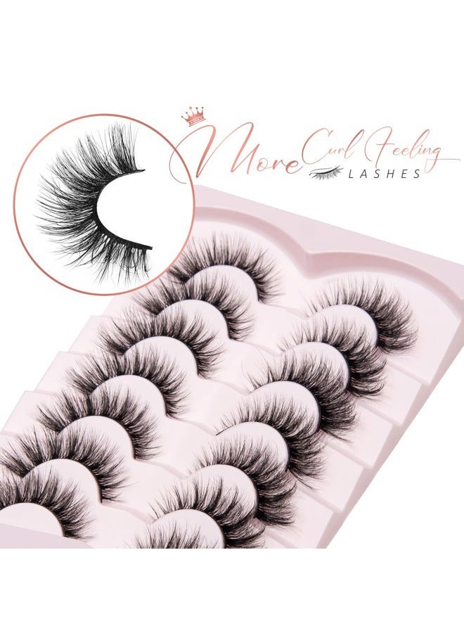 Onlyall False Artificial Eyelashes Mink Fake Lashes 3D Volume Eyelashes Fluffy False Eyelashes Cat Eye Soft Dramatic Fluffy 16 mm 7 Pairs A04 - Image 4