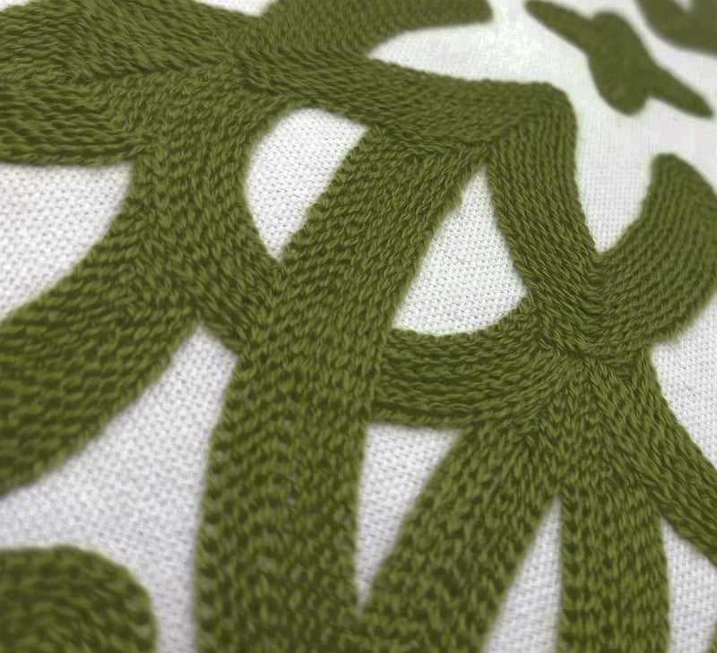 Alysheer Embroidered Decorative Throw Pillow Covers 18"x18" Set of 2 Pieces, Chic Boho Mandala Knit Pattern, Durable 100% Cotton Canvas Cushion Cases for Sofa Couch Living Room(Olive Green) - Image 3