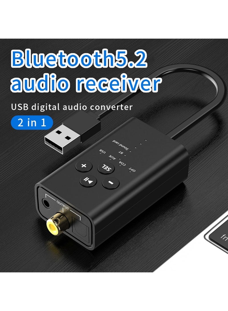 General Digital Audio Converter, USB and Bluetooth 5.2 to TOSLINK Optical/Coaxial and 3.5mm AUX Audio Adapter for TV, PS5, PS4, PC, Laptop, Smartphone to Speakers, Amplifier or Home Theatre  - Image 2