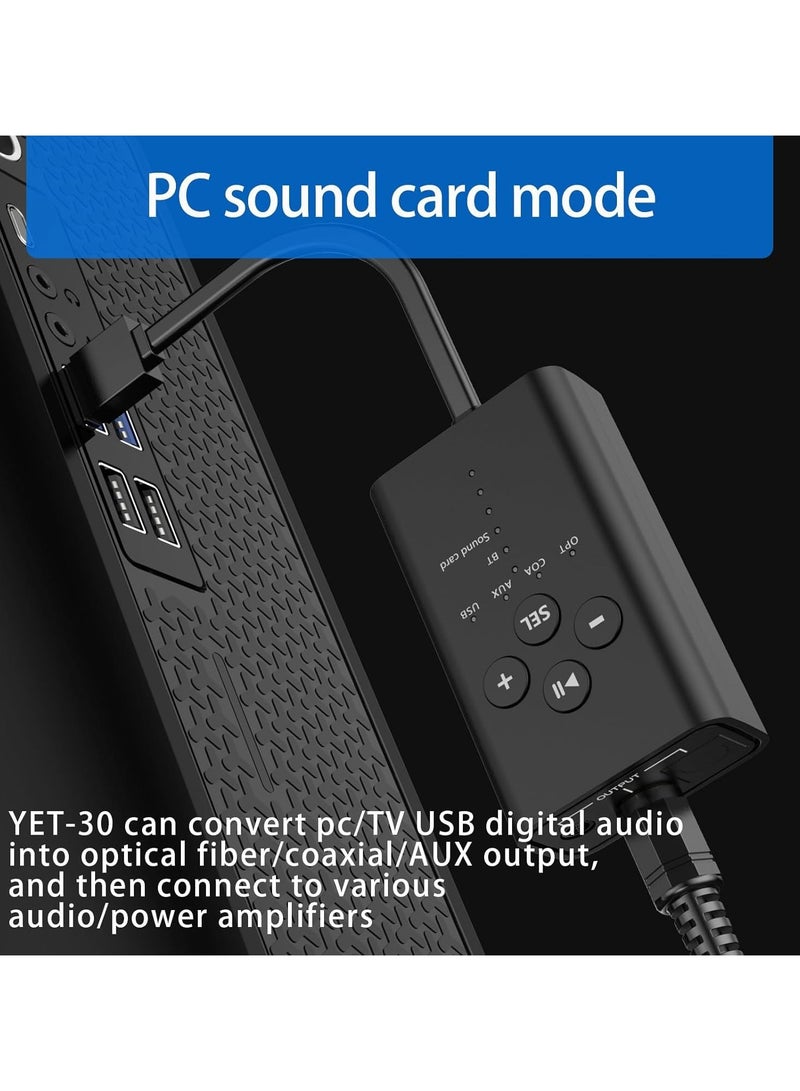 General Digital Audio Converter, USB and Bluetooth 5.2 to TOSLINK Optical/Coaxial and 3.5mm AUX Audio Adapter for TV, PS5, PS4, PC, Laptop, Smartphone to Speakers, Amplifier or Home Theatre  - Image 4