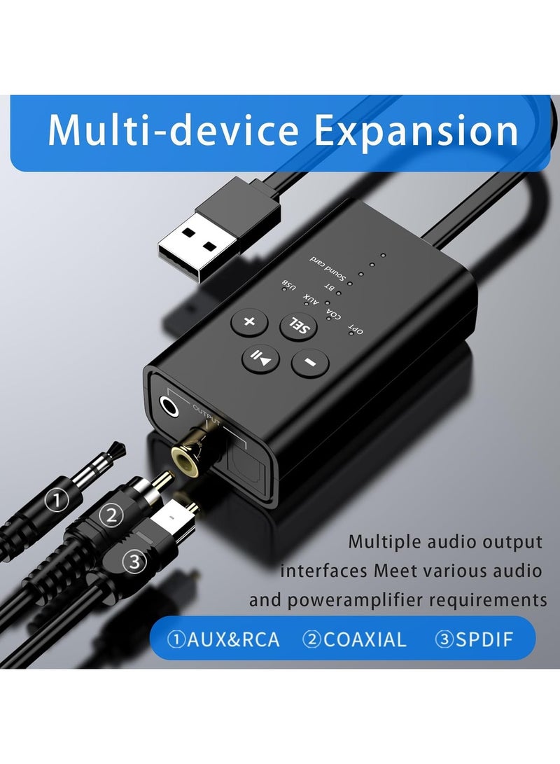 General Digital Audio Converter, USB and Bluetooth 5.2 to TOSLINK Optical/Coaxial and 3.5mm AUX Audio Adapter for TV, PS5, PS4, PC, Laptop, Smartphone to Speakers, Amplifier or Home Theatre  - Image 5