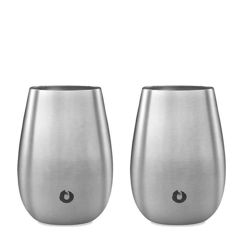 SNOWFOX Premium Vacuum Insulated Stainless Steel Classic White Wine Glass Set of 2 Chilled Wine Stays Icy Cold Lightweight Stemless Cocktail Glasses Elegant Home Entertaining Barware 8 oz