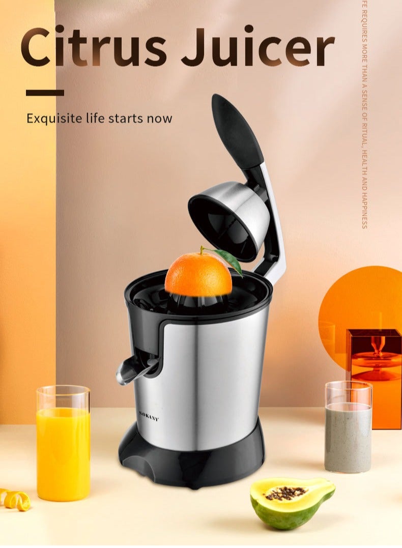 sokany 350W 304 Stainless Steel Press-Type Citrus Juicer – High-Yield Electric Orange & Lemon Juicer with Lever Operation, UK Plug & Easy-Clean Design - Image 2