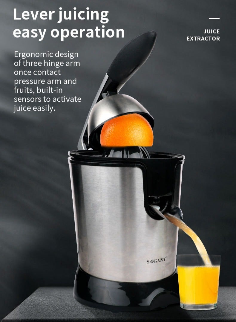 sokany 350W 304 Stainless Steel Press-Type Citrus Juicer – High-Yield Electric Orange & Lemon Juicer with Lever Operation, UK Plug & Easy-Clean Design - Image 3