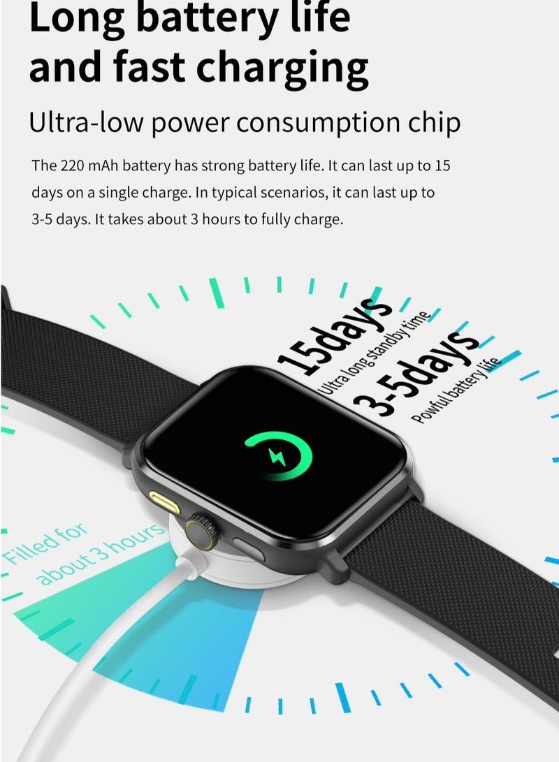 AROAQ M12 Smart Watch, Elegant Multifunction Fitness Tracker Watch, Durable NFC Sleep Monitor Smart Wrist Watch With Multiple Sports Mode, Ideal For Gift, (Black) - Image 3