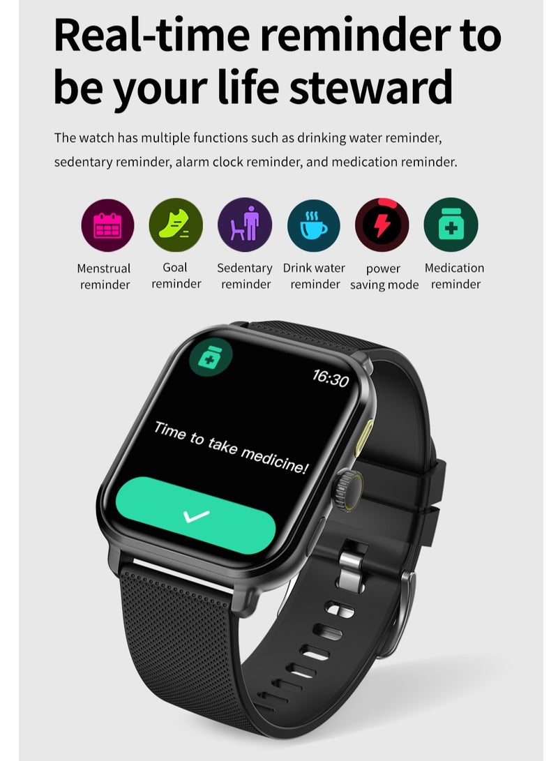 AROAQ M12 Smart Watch, Elegant Multifunction Fitness Tracker Watch, Durable NFC Sleep Monitor Smart Wrist Watch With Multiple Sports Mode, Ideal For Gift, (Black) - Image 2