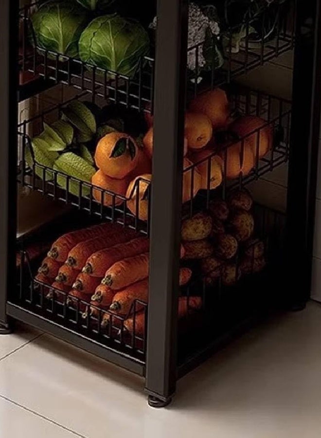 NKX Kitchen Rack Multifunctional Vegetable Basket Vegetable Cutting Table Microwave Pot Organiser Sideboard Walnut Brown 120*35*100cm - Image 3