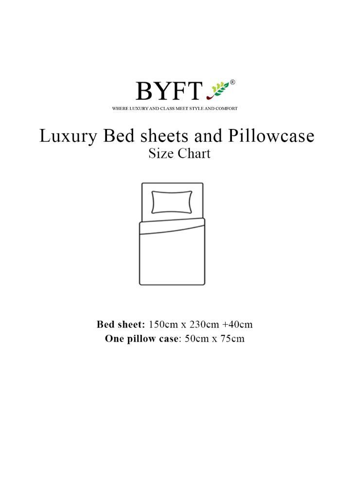 BYFT ملاءة سرير فاخرة من أورشارد 150 × 230 سم مع غطاء وسادة 52 × 73 + 12 سم 144 Tc متعددة الألوان زهور زرقاء مجموعة من 2 - Image 4