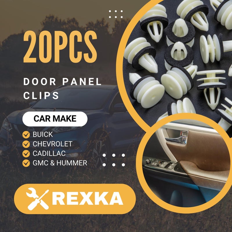 Rexka 20pcs Door Trim Panel Retainer Clip 11519031 for GM Hummer H2 Chevrolet Equinox Camaro GMC Terrain Cadillac ATS CTS SRX - Image 2
