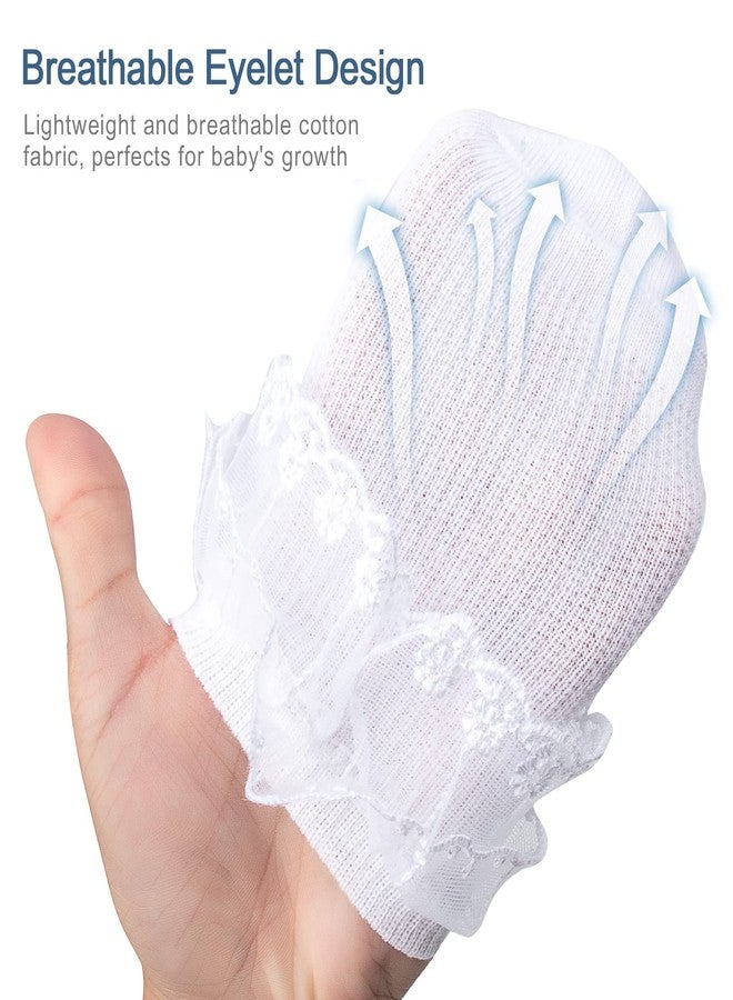 Looching 4/5/6 Pack Baby Toddler Girls Ruffle Socks White Princess Eyelet Frilly Lace Ankle Cotton Dress Socks for Little/Big Kids 3-5T - Image 2