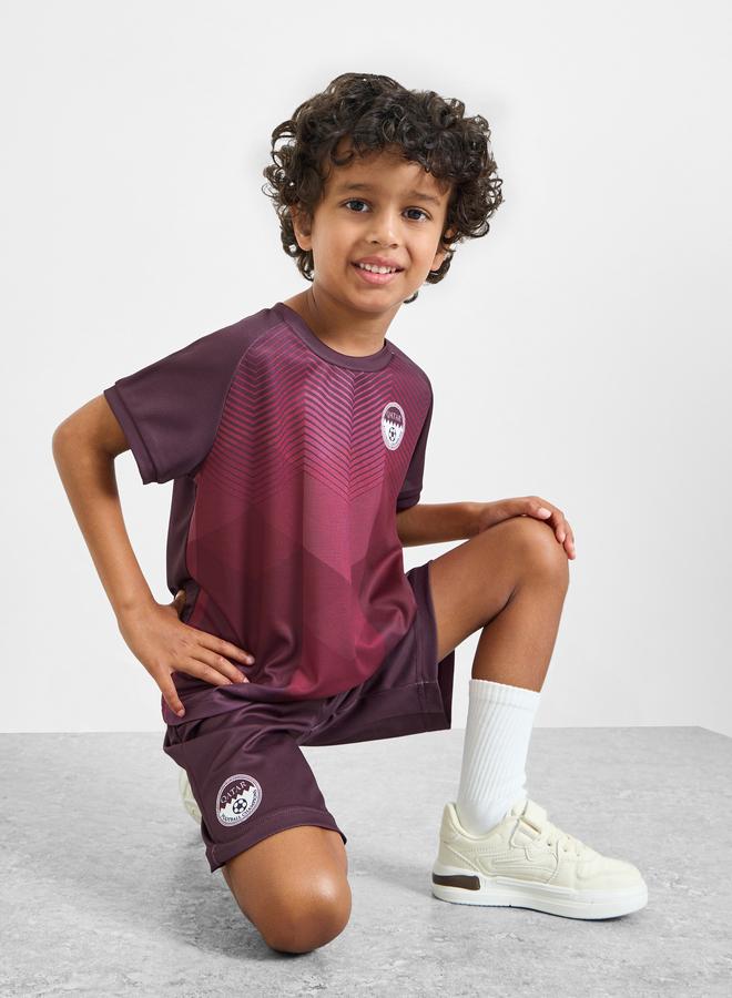Styli Boys Qatar Print Jersey T-Shirt and Shorts FIFA Football Set - Image 1