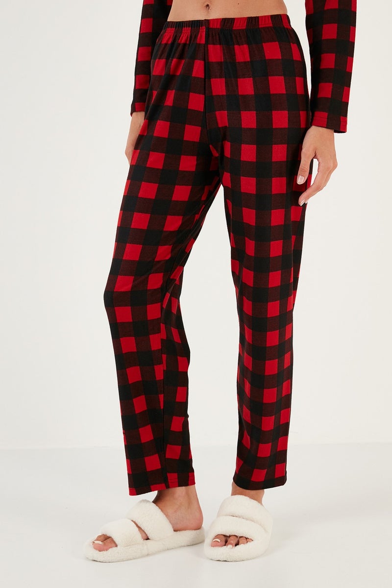 Lela Patterned Elastic Waist Shirt Collar Woven Pajama Set Women's Pajama Set 6095660W4  - Image 4