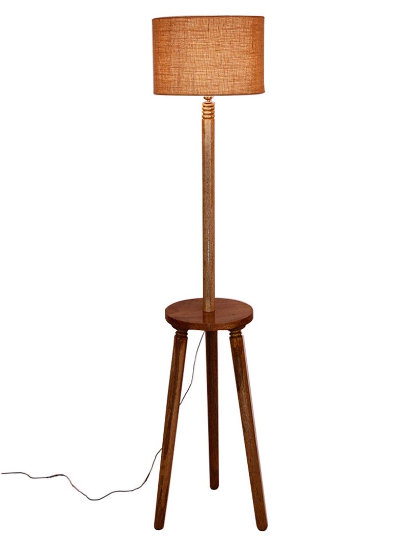 AMDHOME Beige Jute Drum Shade Wood Natural Table Floor lamp - Image 4