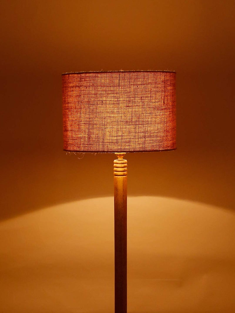 AMDHOME Beige Jute Drum Shade Wood Natural Table Floor lamp - Image 5