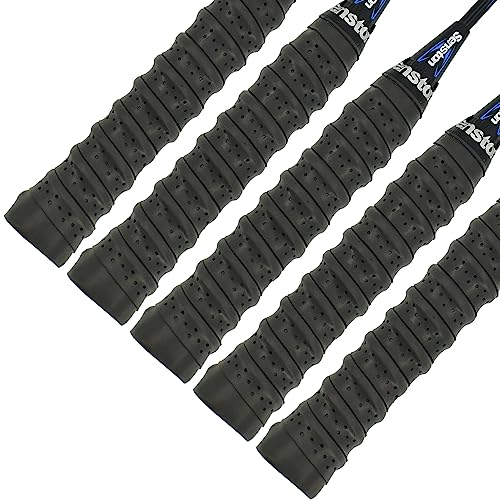 Senston New Racket Grip Anti Slip Perforated Super Absorbent Tennis Overgrip Badminton Overgrip Pickleball Overgrip 5 Pack Black¡­ - Image 1