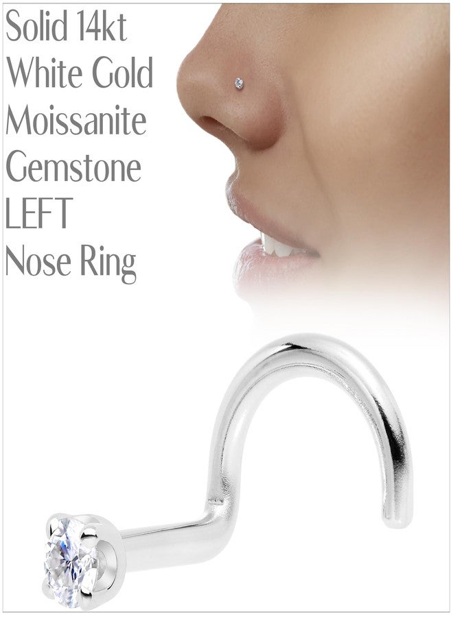 Body Candy 14k Solid Gold Nose Ring Studs -2mm Moissanite Left Side Nose Ring 18 Gauge Real White Gold Nose Ring Piercing Jewelry - 14 K Gold Nose Stud, Nose Piercings, Gold Nose Studs for Women, Men - Image 5