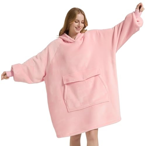 Krifey Wearable Blanket Hoodie, Oversized Sherpa Fleece Sweatshirt with Giant Pocket, Birthday Gifts for Women, Mom, Sister, Blush Quartz - Image 1