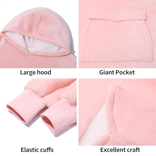 Krifey Wearable Blanket Hoodie, Oversized Sherpa Fleece Sweatshirt with Giant Pocket, Birthday Gifts for Women, Mom, Sister, Blush Quartz - Image 4