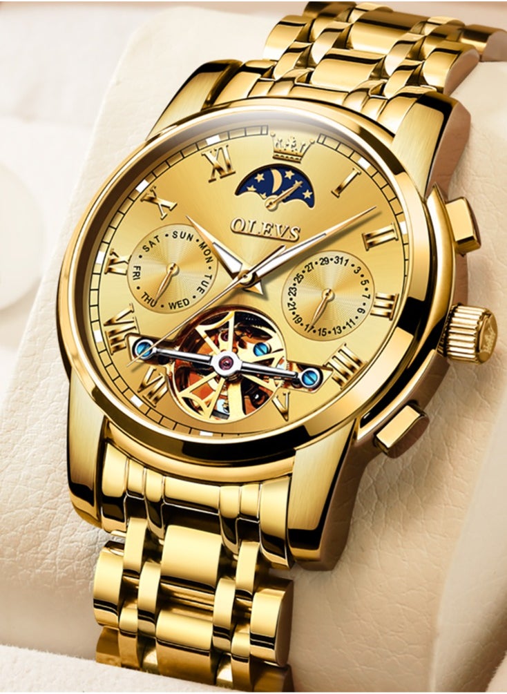OLEVS OLEVS Watches Men Automatic,Self Winding Skeleton Watches for Men Tourbillon,Stainless Steel  - Image 1