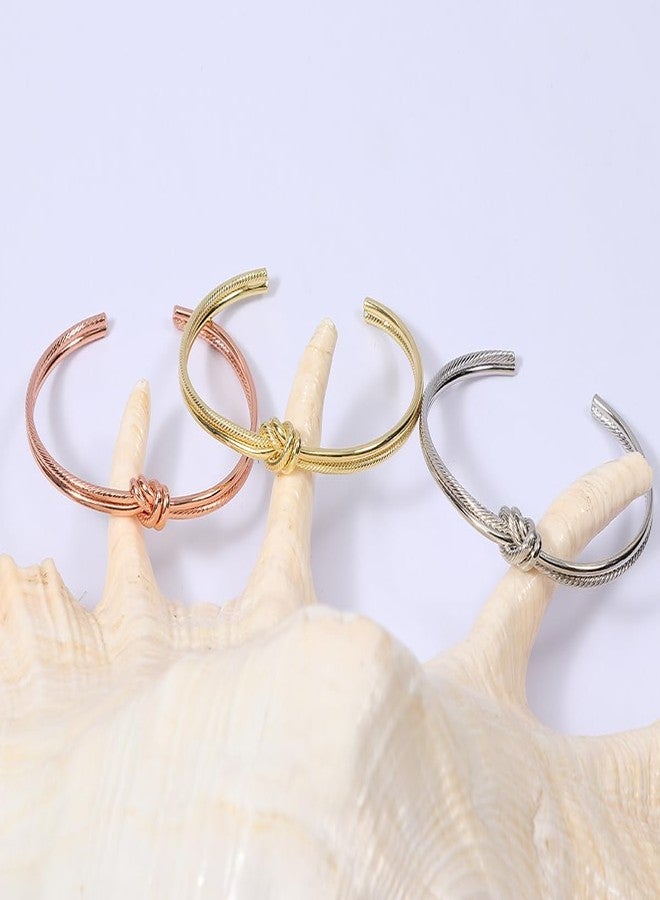 MANZHEN 14K Real Gold Plated bracelets Simple Knot Bangle Cuffs for Women Adjustable Sailor Love Knot Bangle Bracelet Bridesmaid Gift (Gold) - Image 5