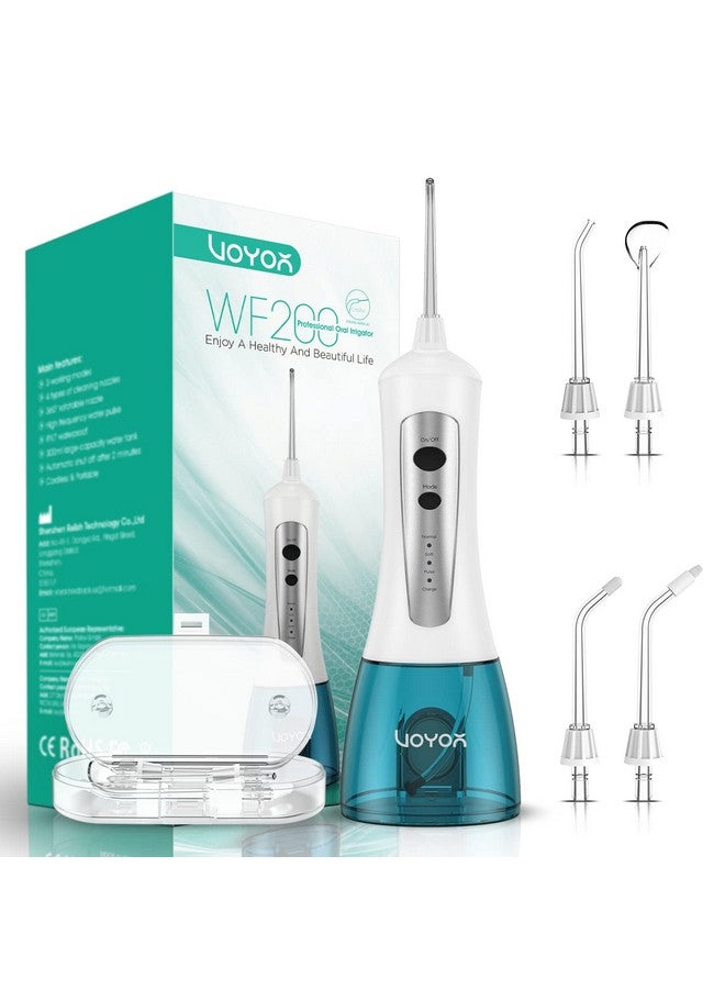 VOYOR Water Flosser Oral Irrigator Cordless Rechargeable Dental Water Jet Flosser With 3 Working Modes, Ipx7 Waterproof For Teeth, Brace, Bridges Care Wf200 (Blue) - Image 1
