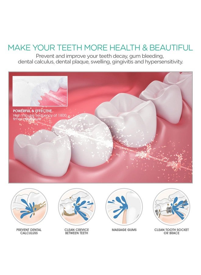 VOYOR Water Flosser Oral Irrigator Cordless Rechargeable Dental Water Jet Flosser With 3 Working Modes, Ipx7 Waterproof For Teeth, Brace, Bridges Care Wf200 (Blue) - Image 3