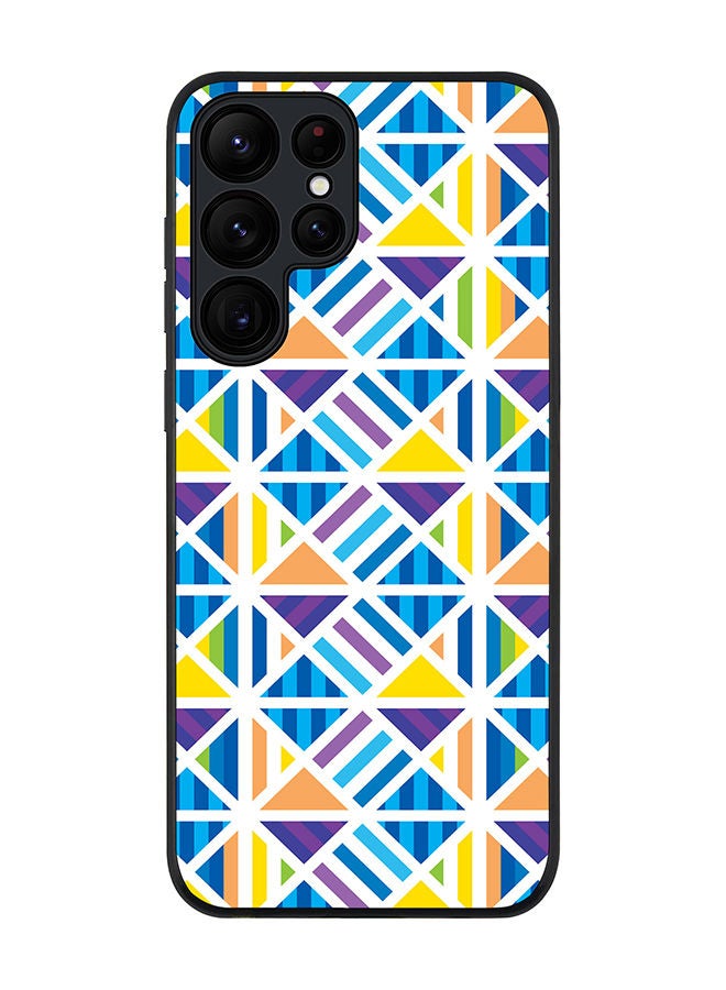 Stylizedd Rugged Black edge case for Samsung Galaxy S23 Ultra 5G Slim fit Soft Case Flexible Rubber Edges Anti Drop TPU Gel Thin Cover - Greek Tiles - Image 1