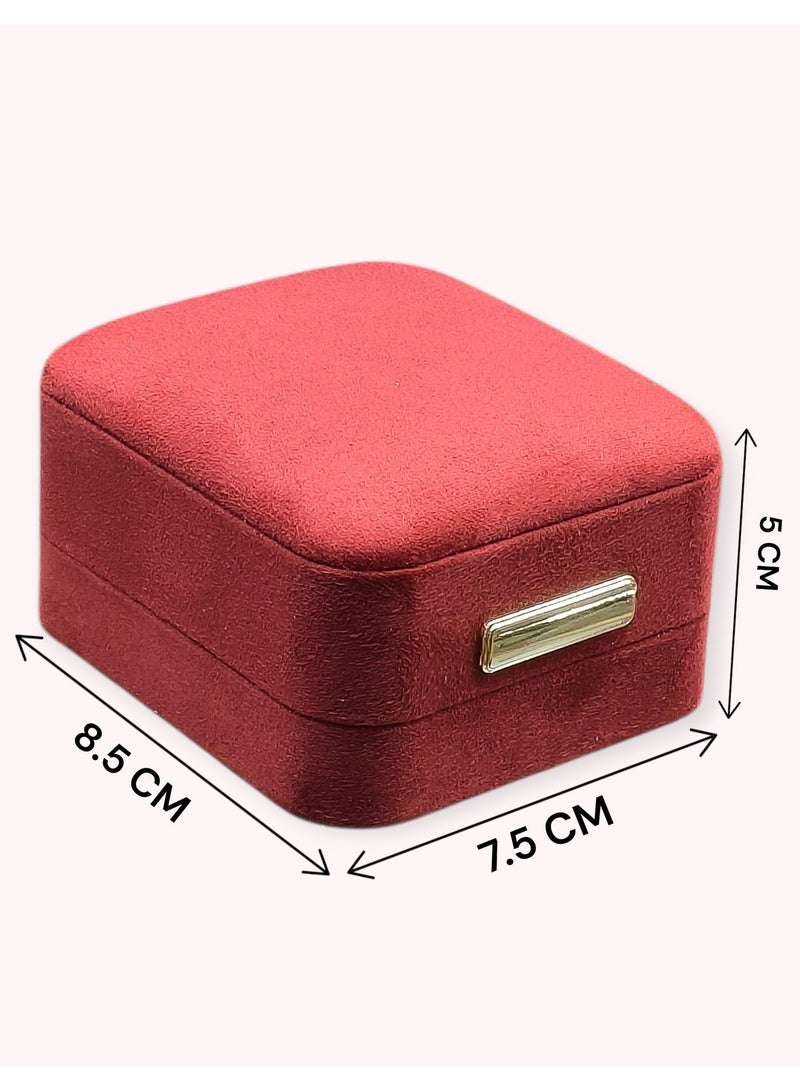 Al Seraj Luxury Red Suede Earring & Pendant Jewellery Box | Premium Soft Interior & Exterior Jewelry Box for Earrings & Chain Necklace | Engagement, Wedding & Gift Display Case - Image 2