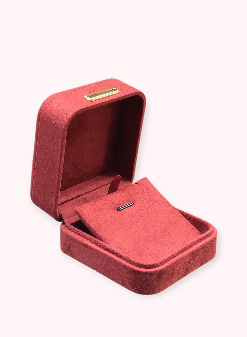 Al Seraj Luxury Red Suede Earring & Pendant Jewellery Box | Premium Soft Interior & Exterior Jewelry Box for Earrings & Chain Necklace | Engagement, Wedding & Gift Display Case - Image 3