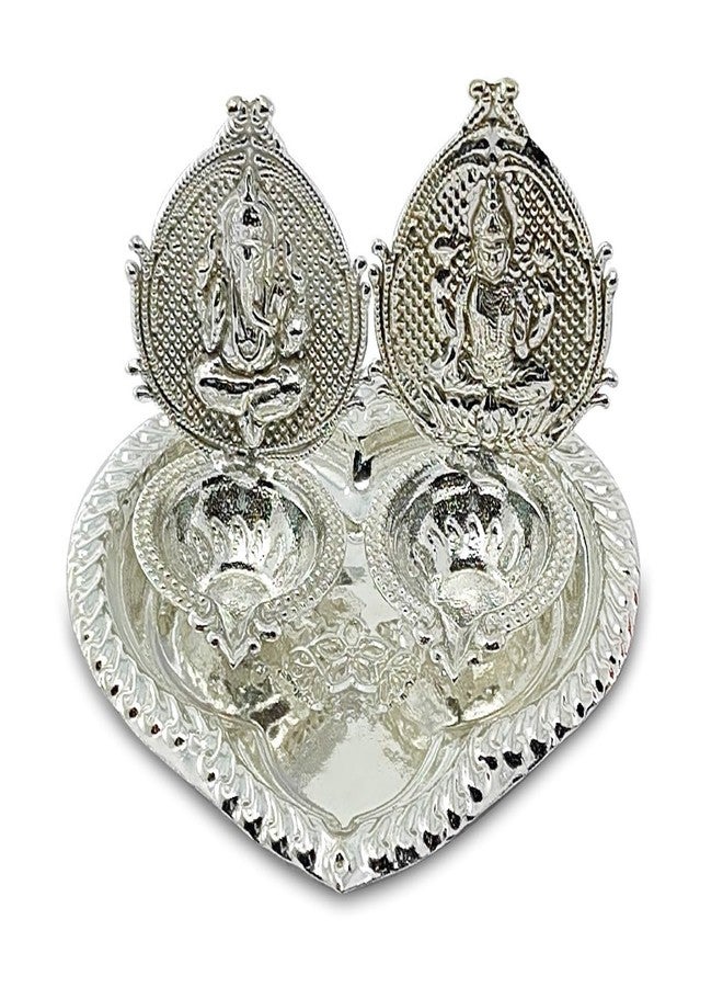 NOBILITY German Silver Diya with Red Velvet Gift Box Ganesh Lakshmi Design Idol Dia Pooja Items Diwali Decoration Puja Gifts Handmade Oil Lamp Traditional Indian Deepawali Gift Items - Image 3