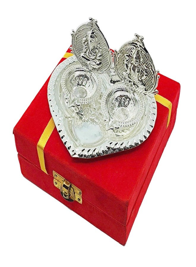 NOBILITY German Silver Diya with Red Velvet Gift Box Ganesh Lakshmi Design Idol Dia Pooja Items Diwali Decoration Puja Gifts Handmade Oil Lamp Traditional Indian Deepawali Gift Items - Image 5