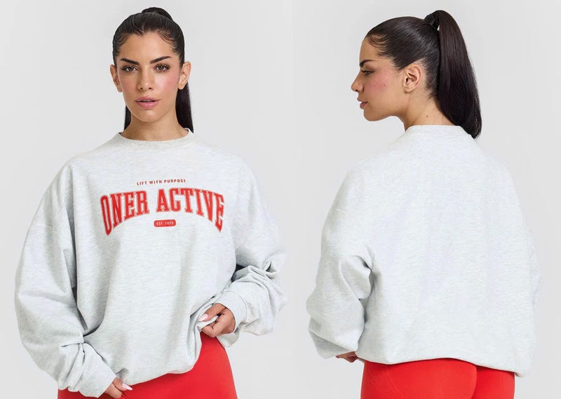 Oner New Round Neck Oversize Fleece-lined Cotton Sweatshirt - Versatile Sportswear for All Seasons - Image 1