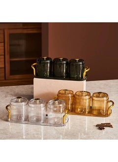General Elegant Seasoning and Sugar Set 3 Jars with Tray  Golden Handles  - Image 5