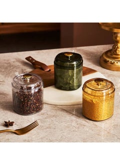 General Elegant Seasoning and Sugar Set 3 Jars with Tray  Golden Handles  - Image 4