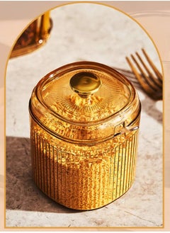 General Elegant Seasoning and Sugar Set 3 Jars with Tray  Golden Handles  - Image 3