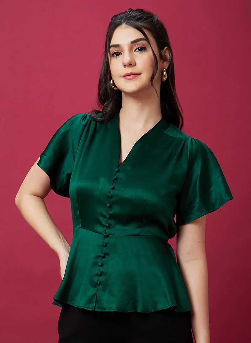 globus Globus Women Flutter Sleeve Peplum Party Top