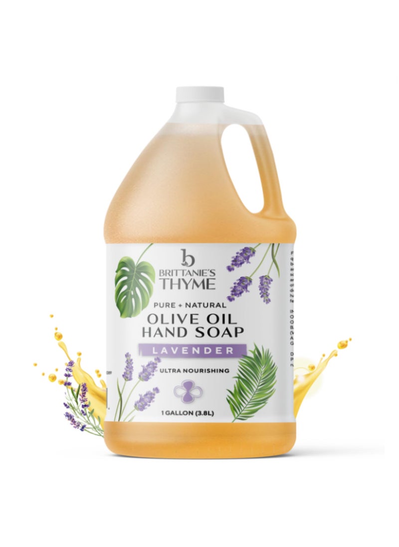 Brittanie's Thyme - Brittanie's Pure Organic Castile Lavender Liquid Olive Soap Refill, 1 Gallon | Made with Natural Luxurious Oils, Vegan & Gluten Free Non-GMO, For Face, Body, Dishes, Pets & Laundry - Image 1